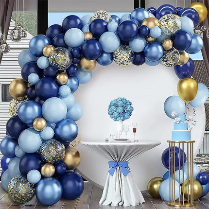 Balloons Garland Arch Set Blue Metal Gold Confetti Ballons Wedding Background Happy Birthday Kids Party Decor Baby Shower Globos