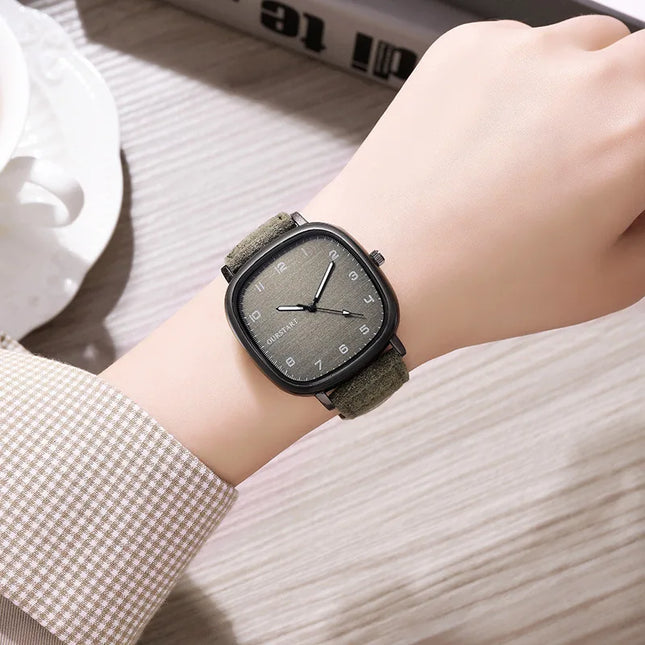 Vintage Square Dial Leather Belt Wristwatch Brand Quartz Watch Youth Student Watch Casual Fashion Men Women Gift Clock Wholesale