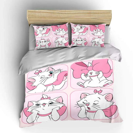 Disney Marie Cat Cartoon Bedding Set Quilt Duvet Cover 3 Pieces Pillowcase King Queen Size Bedclothes Children Bed Decor Gift