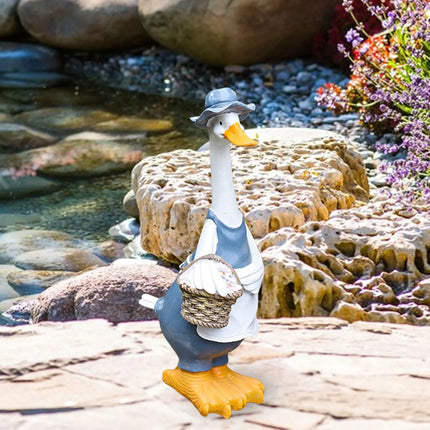 Creative Cartoon Duck Statue Home Garden Courtyard Ornaments Resin Animal Crafts Painted Sculptures Outdoor Decorations