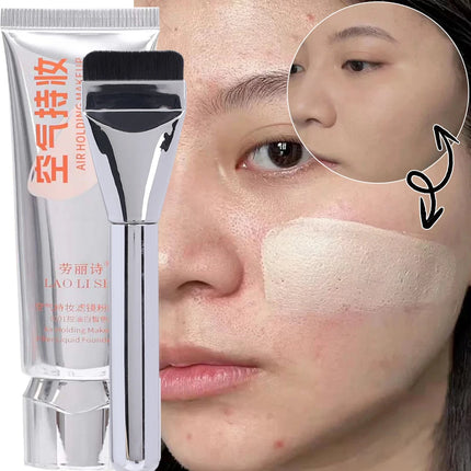 Waterproof Liquid Foundation with Brush Face Makeup Base Moisturizing Full Cover Acne Scars Concealer BB Cream Korean Cosmetics