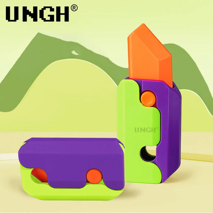 UNGH Luminous 3D Carrot Gravity Knife Anti-stress Fidget Toys Children Push Card Push Stress Relief Toy for Kids Adult Xmas Gift