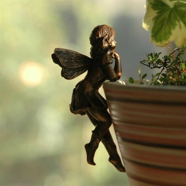 New Angel Girl Hanging Cup Resin Decoration Fairy Combination Flower Basket Edge Decoration Garden Design Fairy Pot Huggers