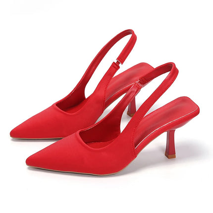 2024 Summer New Sexy High Heels Female Pointed Toe Shallow Mouth Pull-on Sandals Party Wedding Elegant Red Stiletto High Heels