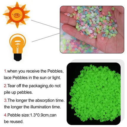 25g/Bag Luminous Sand Glow In Dark Pebbles Stone Home Garden Outdoor Path Lawn Decoration Fish Tank Aquarium Decor 3-5mm