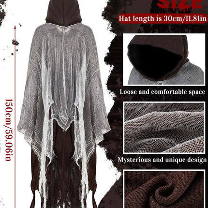 Ghost Dementors Cosplay Costume Unisex Gothic Horror Zombie Vampires Hooded Capes Day Of The Dead Party Props Cloaks