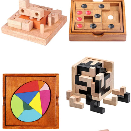 IQ 3D Wooden Puzzle Rompecabezas Montessori High Difficulty Brain Teaser Game Quebra Cabeça Casse Tete Juegos De Lógica