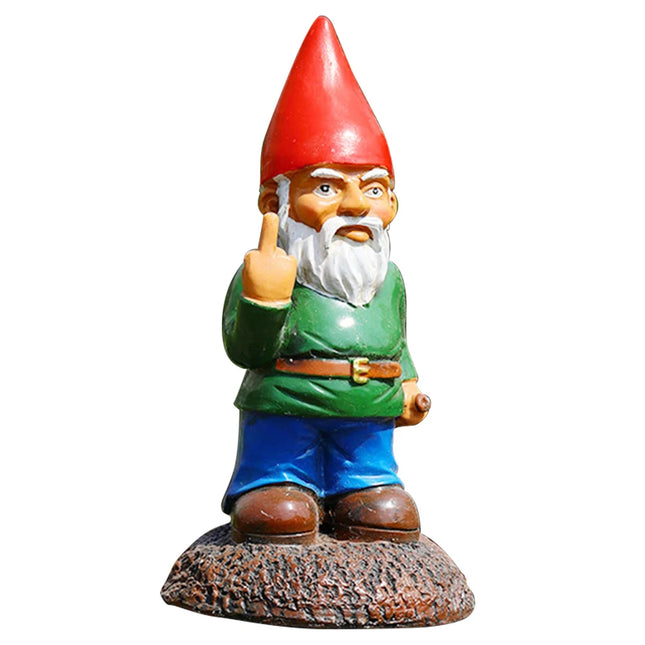 Middle Finger White Beard Dwarf Ornament Outdoor Resin Crafts Resin Garden Statue Garden Dwarf Statue Ornament Lawn Garden Decor