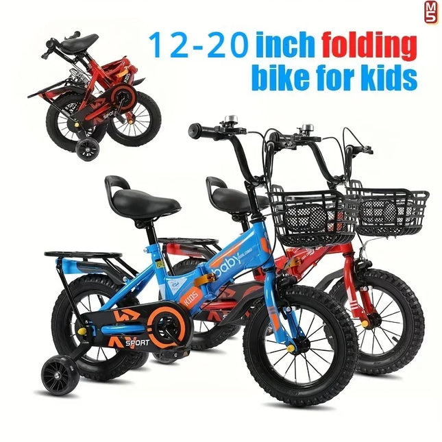 12-20Inch Foldable Bike Bicycle Trailer with Adjustable Seat Safety Wheels Protective Fenders Bike Birthday Gift for Kids