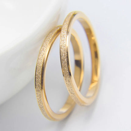 eManco High Quality Simple Scrub Stainless Steel Women 's Rings 2/3/5MM Width Gold Color For Girl Jewelry