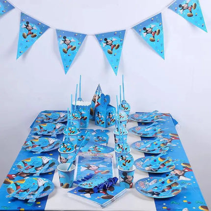 CartoonMickey Mickey Mouse Disposable Paper Cups and Plate Napkins Tablecloth Balloons Boy Birthday Baby Shower Party Decoration