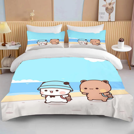 Bubu Dudu Cartoon Cute Bear Kawaii Christmas Gift King Twin Double Child Bedding Set Microfiber or Polyester Duvet Cover Set