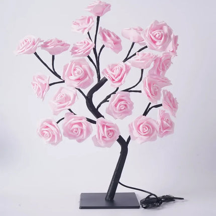 24 TreeLED Light USB Plug Table Lamp Shape Adjustable Artificial RoseTree Fairy Night Light Home Christmas Decoration Light