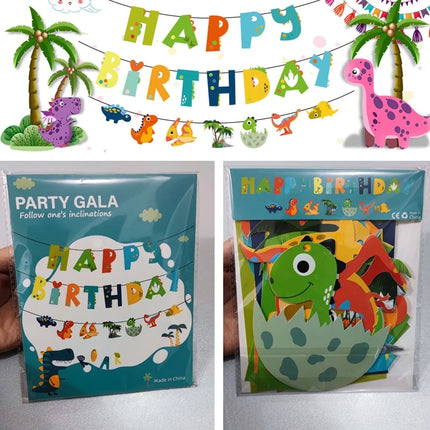 Dinosaur Happy Birthday Garland Banner Roar Dino Party Balloons Jungle Animal Safari 1st Kids Birthday Party Decoration Supplies