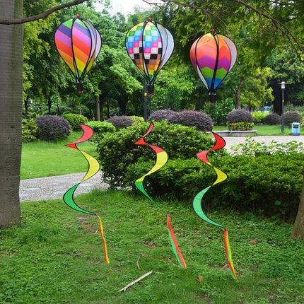 Wind Chimes Rainbow Hot Air Balloon Wind Spinner Rotating Sequin Windmill Wind Twister Hanging Decoration for Garden Yard