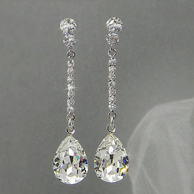 Elegant Cubic Zirconia Geometric Drop Earrings for Women