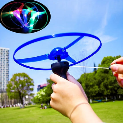 1/3/5pcs Pull Line UFO Luminous Pull String Flying Saucer Combat Small Pull String Induction with Light Flying Toy Fun Outdoor