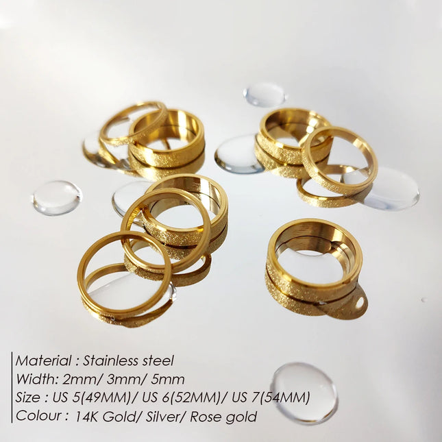 eManco High Quality Simple Scrub Stainless Steel Women 's Rings 2/3/5MM Width Gold Color For Girl Jewelry