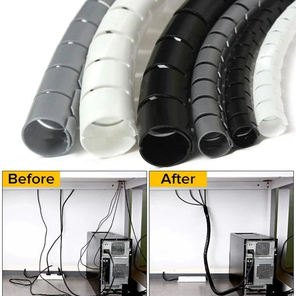 2M/1M Flexible Spiral Cable Wire Protector Cable Organizer Computer Cord Protective Tube Clip Organizer Management Tools 16/10mm