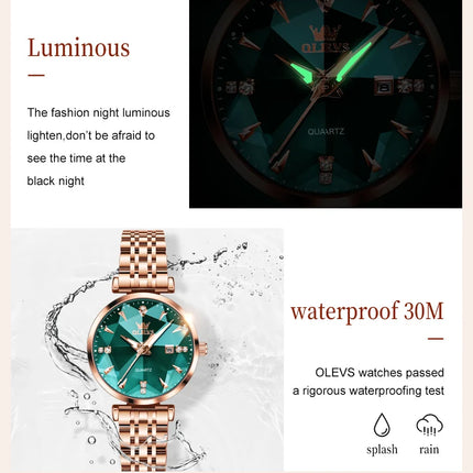 OLEVS Women's Watches Jewelry Quartz Watch Waterproof Stainless steel Strap Rose Gold Watch for Women Fashion Watch Bracelet Set