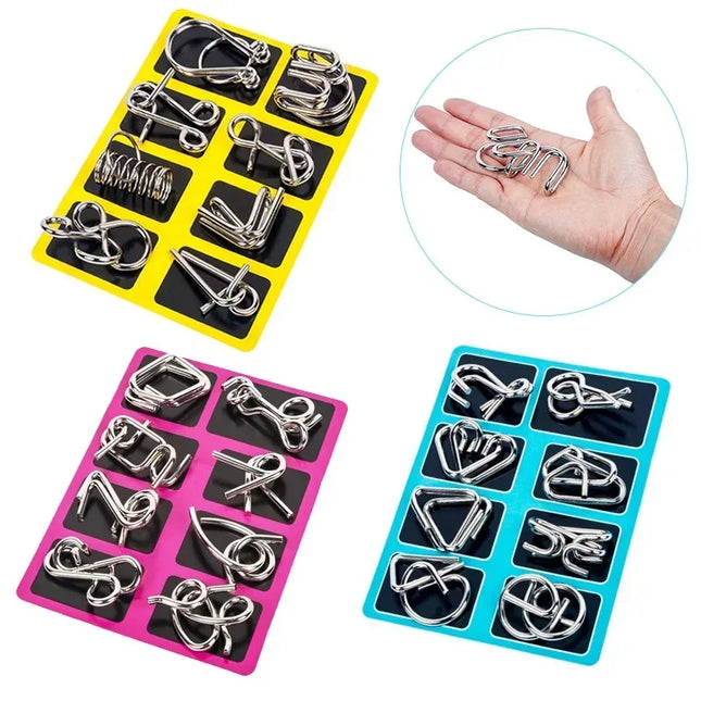 【Chinese Puzzle Games】8pcs/set 3D Montessori Puzzle Wire Mind Brain Puzzles for Children Adults Anti-Stress Toys Kids Gifts