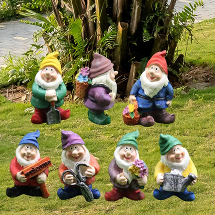 Seven Dwarfs Gnomes Statue Decorations Micro Landscape Miniature Ornament