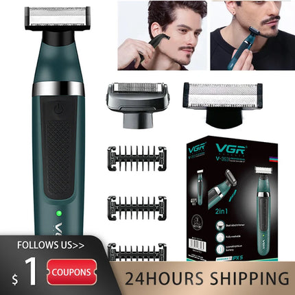 VGR Pubic Hair Trimmer Shaver for Men Body Groomer for Groin & Balls Replaceable Blade Electric Razor IPX5 Waterproof Epilator