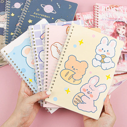 A5 1Pcs Binder Spiral Coil Book Cute Cartoon 60Sheet Thicken Notepad Notebook Student Learning Korean Stationery School Supplies