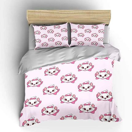 Disney Marie Cat Cartoon Bedding Set Quilt Duvet Cover 3 Pieces Pillowcase King Queen Size Bedclothes Children Bed Decor Gift