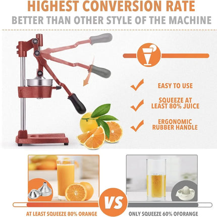 Commercial Heavy Duty Cast Iron Hand Press Manual Orange Citrus Lemon Lime Grapefruit Pomegranate Fruit Juice Squeezer Machine