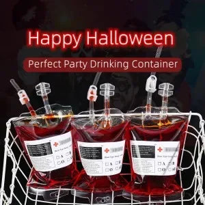 Empty Blood Bags Drinks for Halloween Zombie Vampire Costume Props Nurse Graduation Theme Party Favors Drink Pouches 10/20 PCS