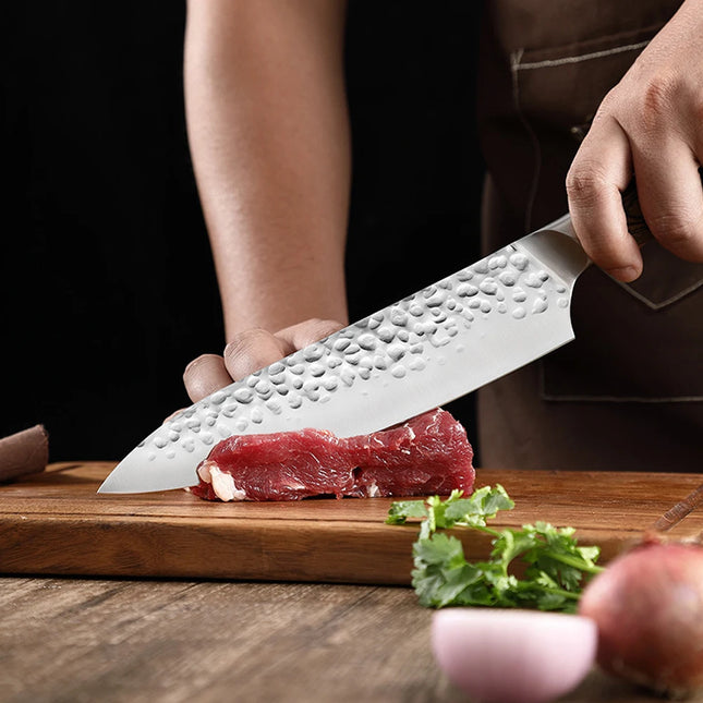 Kitchen Chef Knives Hand Forged Hammer Fruit Vegetable Meat Butcher Cleaver Professional Sharp Slicing Boning Knife with Holder