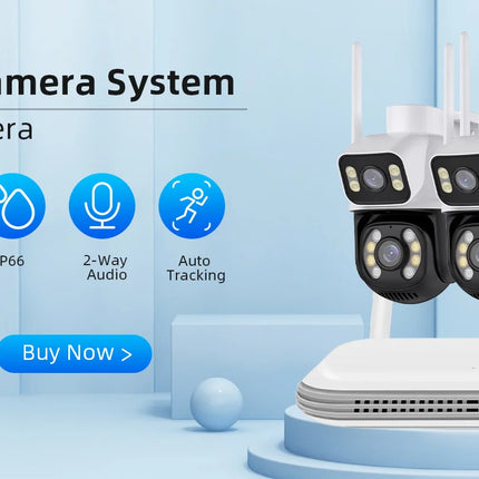 Wifi Surveillance Camera 4K 8MP Dual Lens Wireless Outdoor Security PTZ IP Cameras AI Human Detect CCTV Camera 4X Digital Zoom