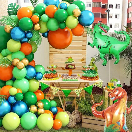 116Pcs A set of dinosaur themed balloon wreath and arch set,decorated for boys and children's birthdays,baby showers and parties