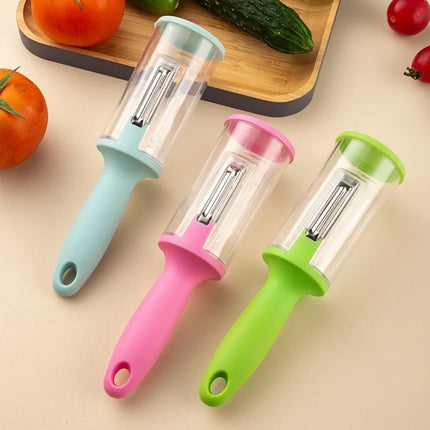 1 Piece Stainless Steel Peeler with Container, Storage Peeler Knife Double Sided Fish Scaler Suitable for Fruits and Vegetables