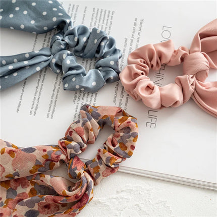 Fashion Leopard Print Bow Satin Long Ribbon Ponytail Scarf Hair Tie Scrunchies Women Girls Elastic Hair Bands Hair Accessories