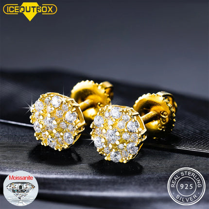 S925 Moissanite Stud Earrings For Women Exquisite Ear Studs Dazzling Earrings Passed Diamond Test Fashion Style Sterling Silver