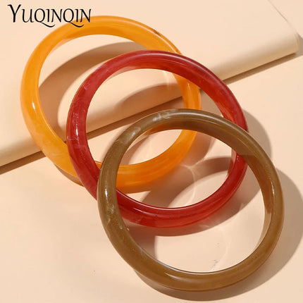 3pcs New Vintage Resin Acrylic Bangle Set for Women Jewelry Korean Cuff Bangles Bracelets with Charms Designer Round New Gifts