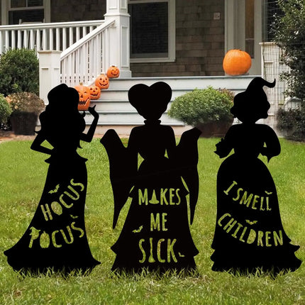 Black Hocus Pocus Halloween Decorations Outdoor Halloween Silhouette Yard Signs with Stakes Lawn Decor for Kids Home Party