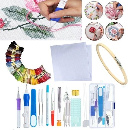 DIY Crafts Magic Embroidery Pen Embroidery Stitching Punch Needles Pen Set Craft Tool for DIY Threaders Sewing Knitting Kit