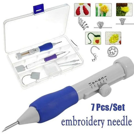 DIY Crafts Magic Embroidery Pen Embroidery Stitching Punch Needles Pen Set Craft Tool for DIY Threaders Sewing Knitting Kit