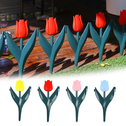 5PCS Simulation Tulip Flower Garden Fence Plastic Colourful For Outdoor Yard Lawn Decor Border Lawn Fence Gardening landscaping