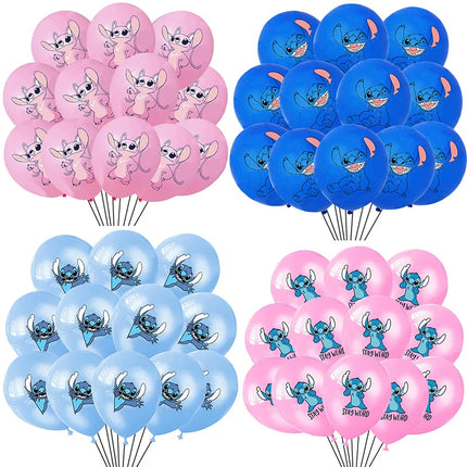 10PCS 12Inch Disney Lilo and Stitch  Latex Balloon Set Globo Boy Girl's Birthday Party Baby Shower Party Decorations Kid Toys