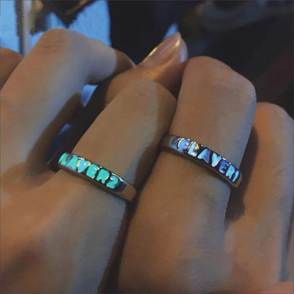 Fashion Love Heart Luminous Couple Ring For Women Men Glow In Dark Player 1/2 Gaming Ring Adjustable Finger Rings Jewelry Gift