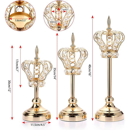 European Crown Crystal Candlestick Decorations Wedding Party Props Home Decoration Electroplating Iron Art