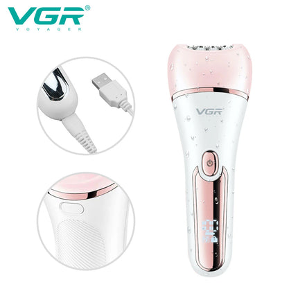 VGR Hair Remover Rechargeable Facial Leg Body Bikini Epilator Lady Shaver Underarms Hair Removal Tool Epilator for Women V-733