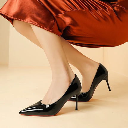 Candy Color High Heel Pumps Elegant Women's Shoes Pointed Toe Solid Color Classic Patent Leather Dress Heels Women Wedding Shoes