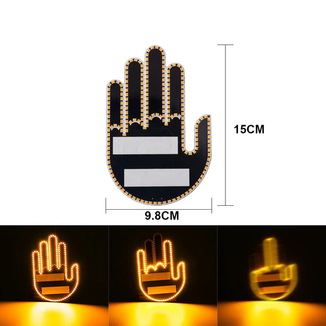 New LED Illuminated Gesture Light Car Finger Light With Remote Road Rage Signs Middle Finger Gesture Light Hand Lamp Three Model