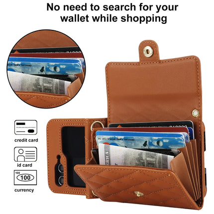 Crossbody Bag Fashion Leather Phone Case For Samsung Galaxy Z Flip 6 5 4 3 Flip5 Flip4 Flip3 5G Long Lanyard Wallet Card Cover