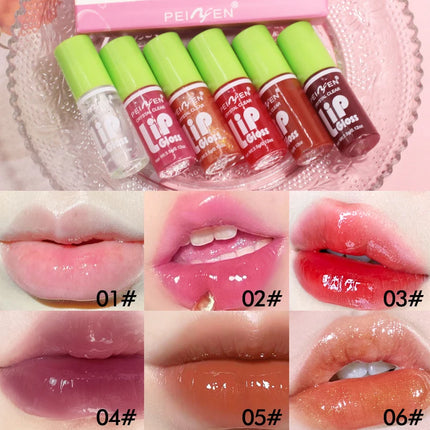 6-Pack Set  Mirror Lip Glaze Moisturizing Pudding Lip Long lasting Lip Protection Oil Hydrating Liquid Lipstick Lips Cosmetics